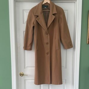 Camel Single-Breasted Wool Trench Coat